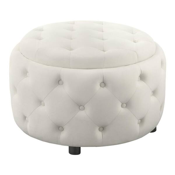 Coaster Home Furnishings Angelina Pearl Velvet Tufted Round Storage