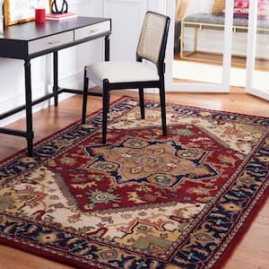 Heritage Red 4 ft. x 4 ft. Square Border Area Rug