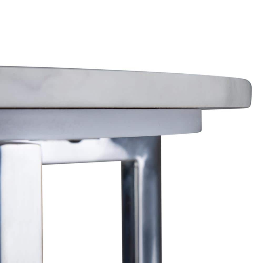 Marsden 18'' White Marble and Chrome Metal Side Table