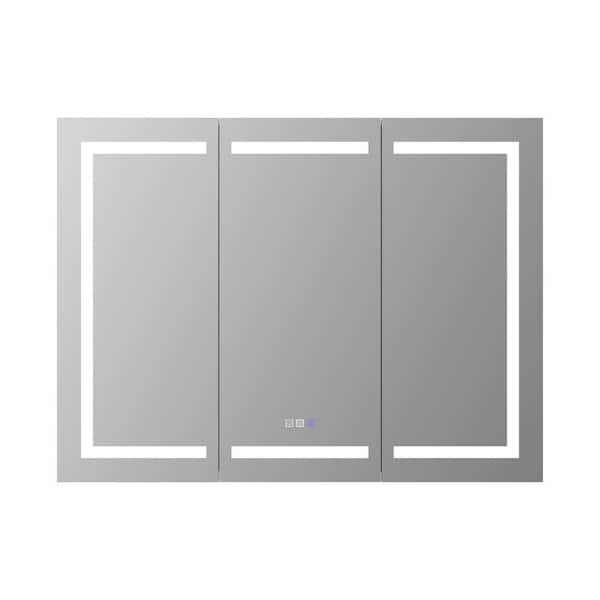 Hans 48 in. W x 36 in. H Large Rectangular Silver Aluminum Recessed and Surface Mount Medicine Cabinet with Mirror