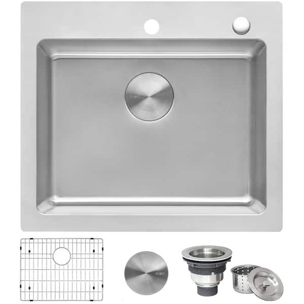 Ruvati 16-Gauge Stainless Steel 23 in. Single Bowl Drop-in Workstation Kitchen Sink