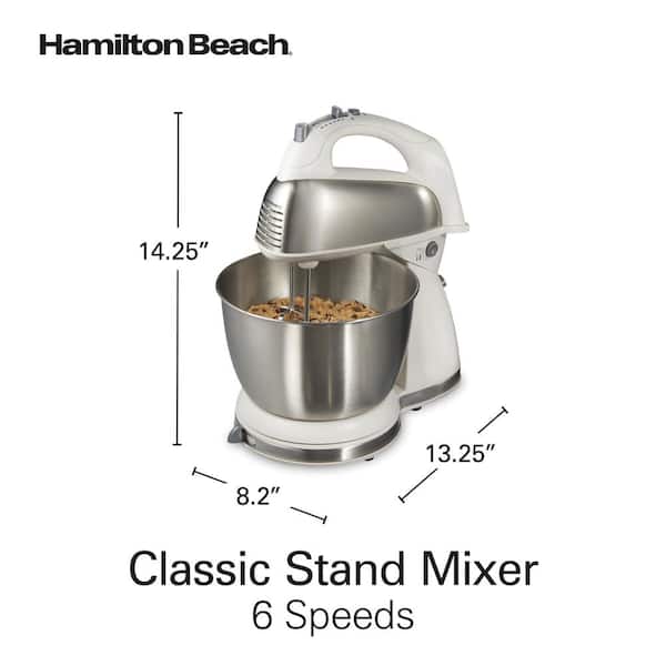 Hamilton Beach Classic Stand and Hand Mixer, 4 Quarts, 6 Speeds with  QuickBurst, Bowl Rest, 290 Watts Peak Power, Black and Stainless