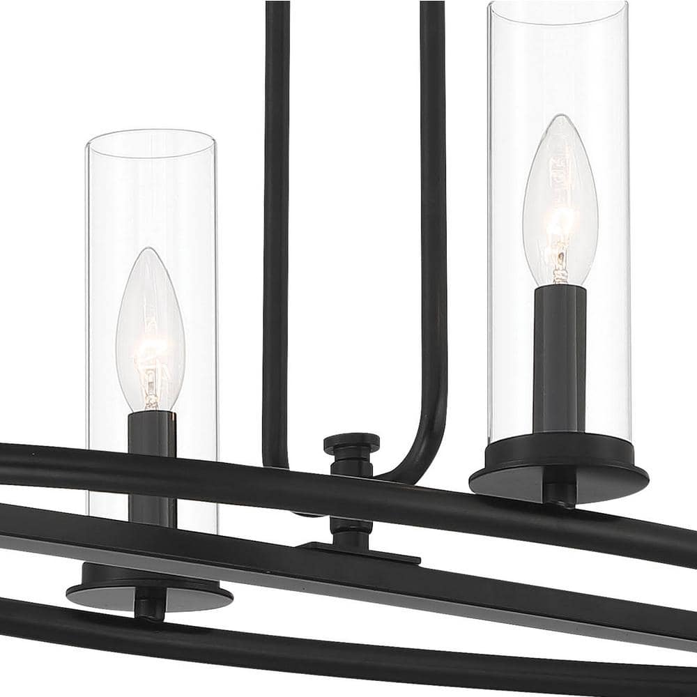 Hudson Heights Matte Black Glass 4-Light Island Chandelier