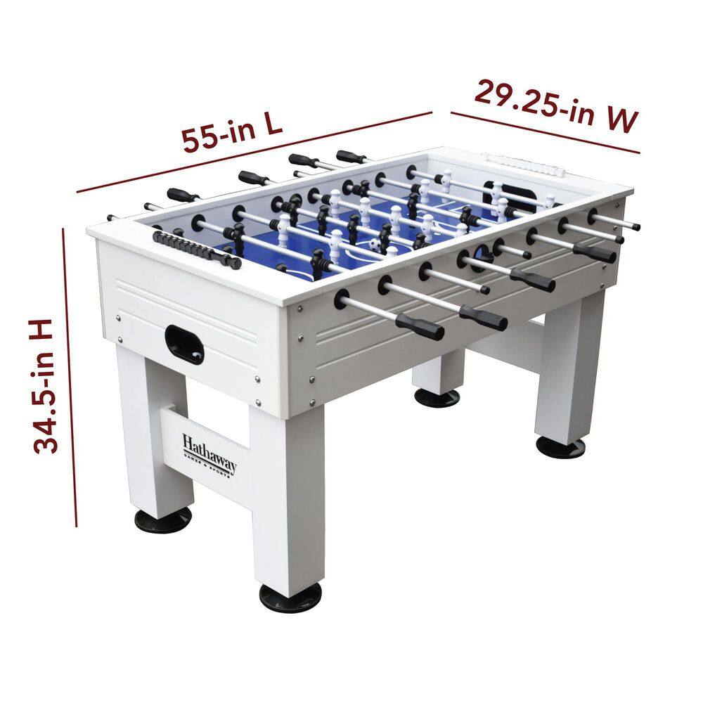 Highlander 55'' White Outdoor Foosball Table with Aluminum Rods