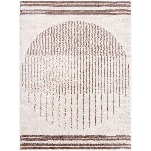 Livabliss Fossay Shag Brown 8 ft. x 10 ft. Global Indoor Area Rug