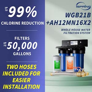 2-Stage Whole House Water Filtration System, 50000 Gal. Capacity with 3/4 in. Push-Fit Hose Connectors and Ball Valve