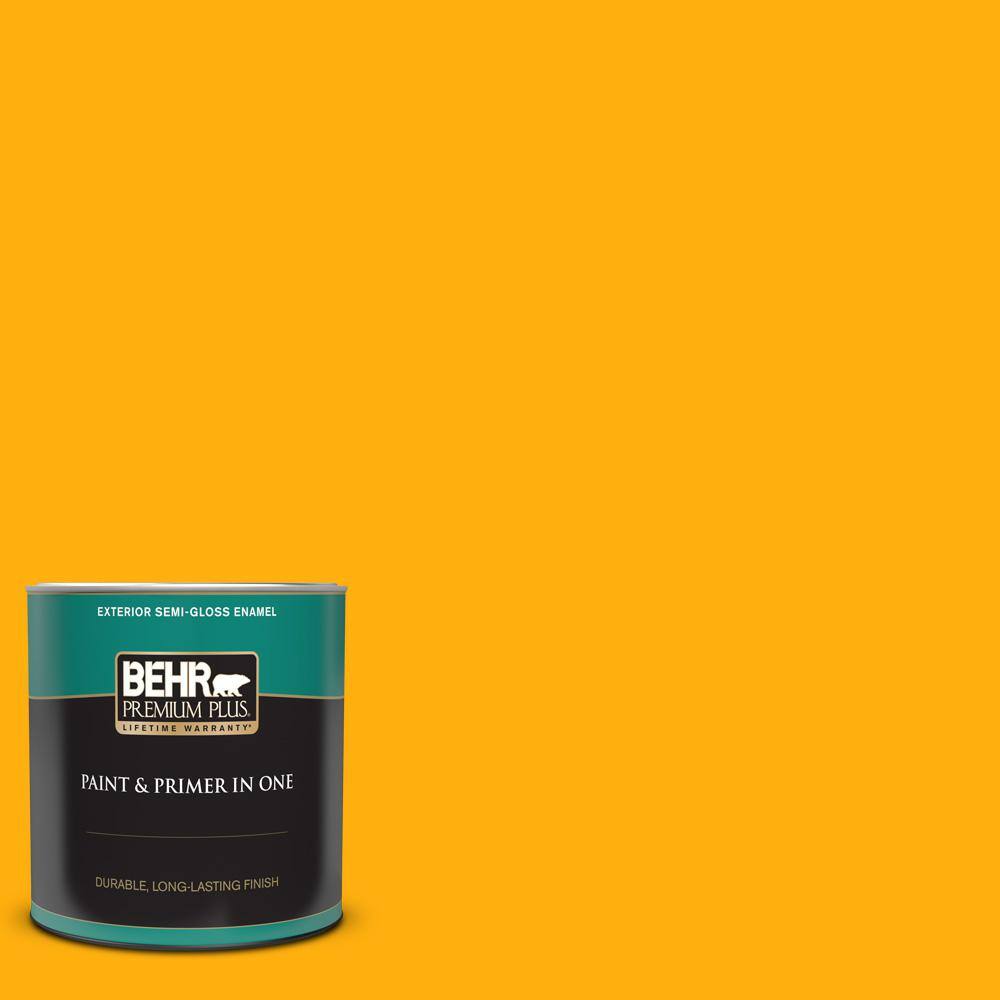 BEHR PREMIUM PLUS 1 qt. 310B7 Saffron Thread SemiGloss Enamel