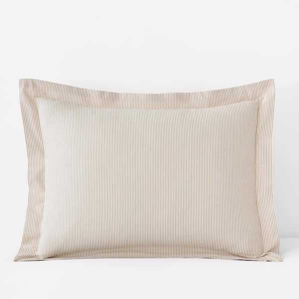 The Company Store Company Cotton Stripe Yarn-Dyed Tan Cotton Percale King Sham