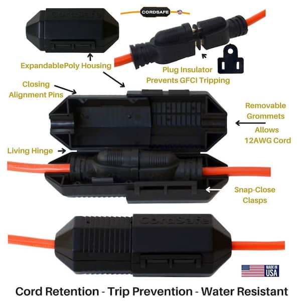Outdoor Extension Cord Cover 3 Pack - Black Waterproof Plug Connector -  iron forge tools