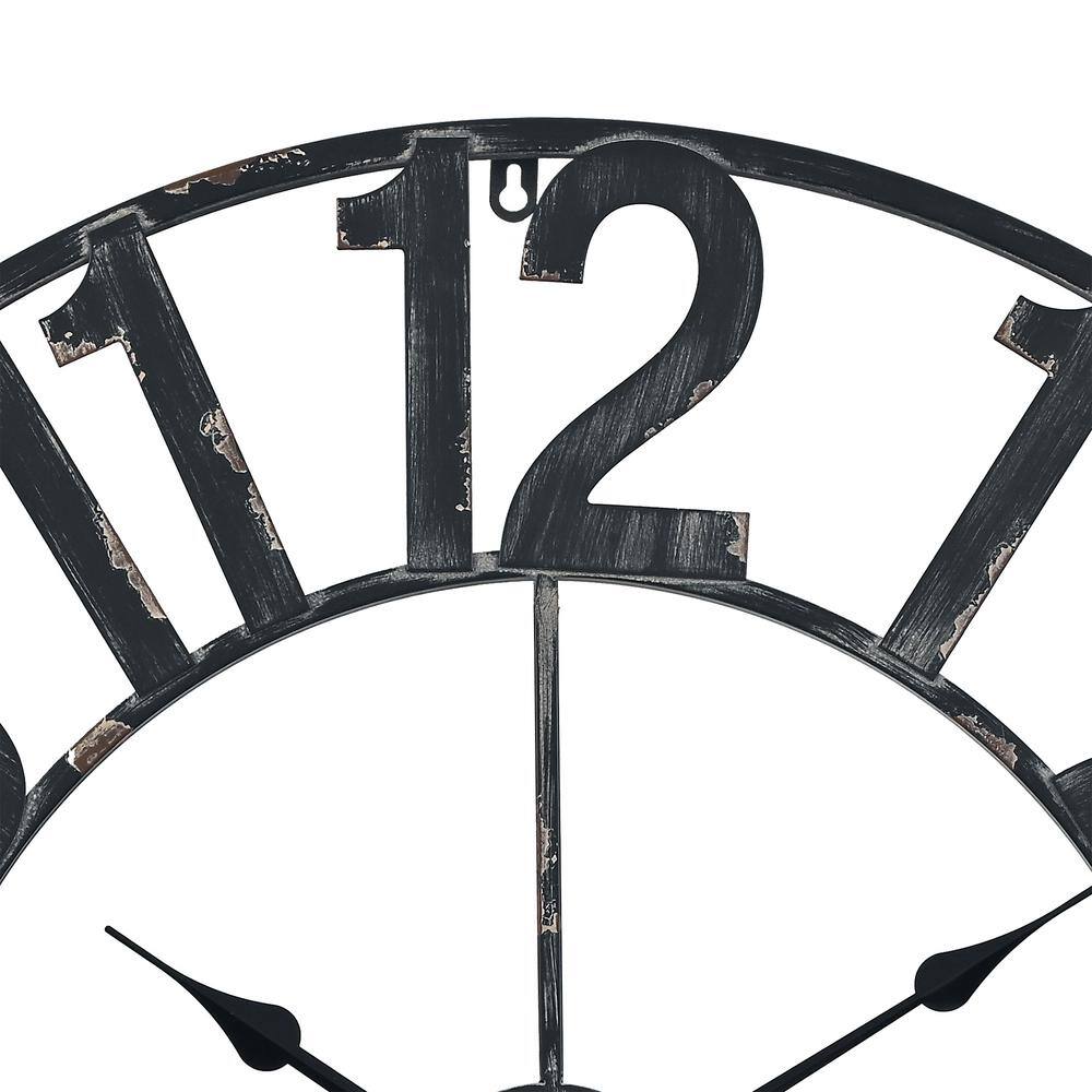 Manhattan Industrial 30" Distressed Black Metal Wall Clock