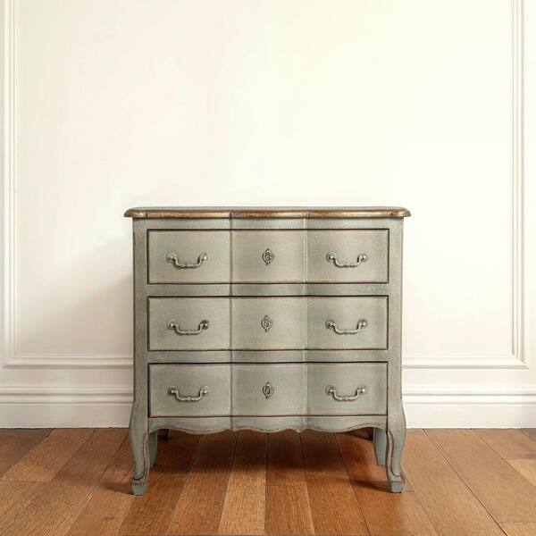 Storied Home Distressed Gray 3-Drawers 31.5 in. Dresser without Mirror EC1765