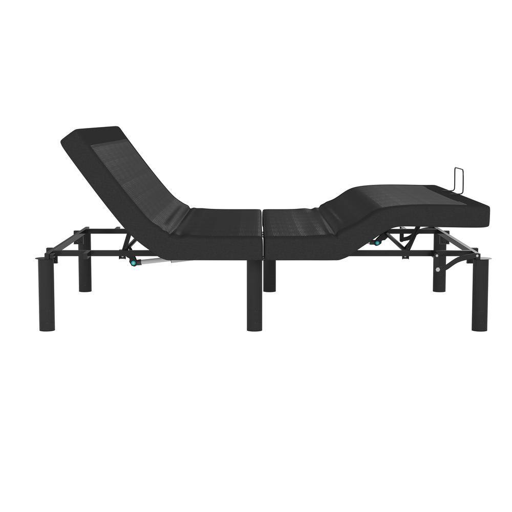 Black Adjustable Upholstered Queen Metal Bed Frame