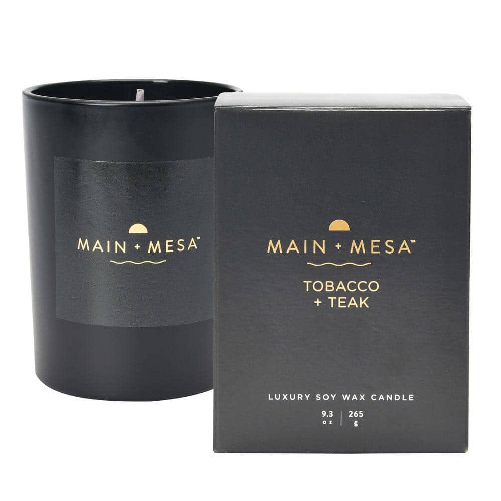 9.3 fl. oz. Tobacco and Teak Scented Candle in Matte Black Glass and Gift B