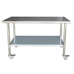 Stainless Steel Kitchen Utility Table with Locking Casters