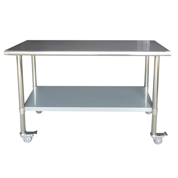 Sportsman Stainless Steel Kitchen Utility Table with Locking Casters