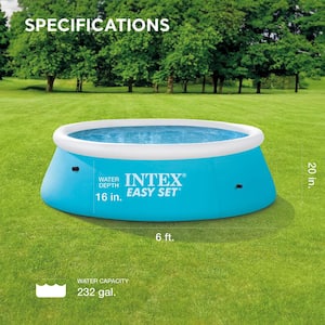 6 ft. x 20 in. Easy Set Inflatable Swimming Pool - Aqua Blue 54402E