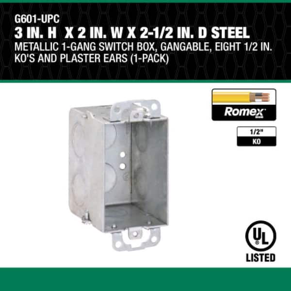 Southwire 3 in. H x 2 in. W x 2-1/4 in. D Steel Metallic 1-Gang