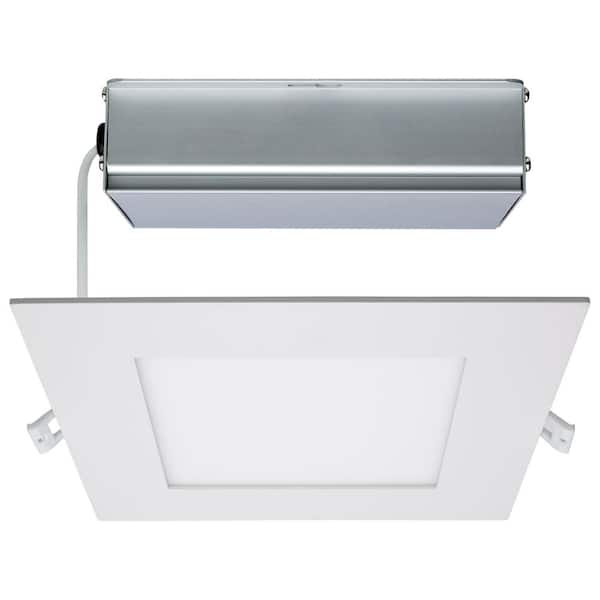 8 in. 24 Watt Square CCT Selectable Canless Direct Wire Edge lit Integrated LED Recessed Light Trim 120V Remote Driver