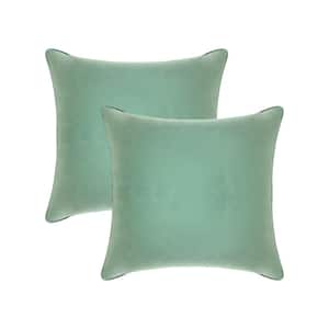 A1HC Como Green 18 in. x 18 in. Velvet Throw Pillow Covers Set of 2