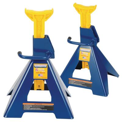 6-Ton Heavy-Duty Jack Stands Pair with Formed Steel Frame Base and Ratcheting Bar