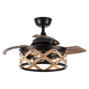 35.83 in. Indoor Matte Black Ceiling Fan with Remote