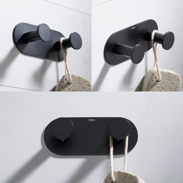 Kraus KEA-18802MB Elie Bathroom Towel, Matte Black, Double Robe Hook