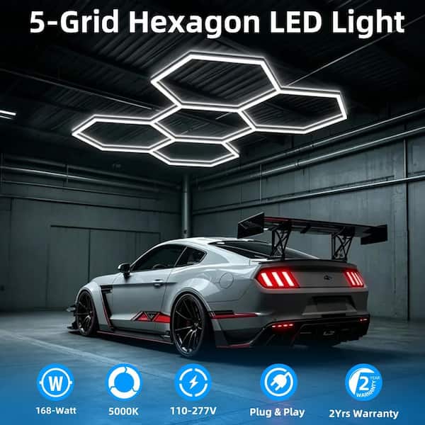 WYZM 7.92 ft. 168-Watt 20160LM, 5-Grids Hexagon Led Light, 5000 K