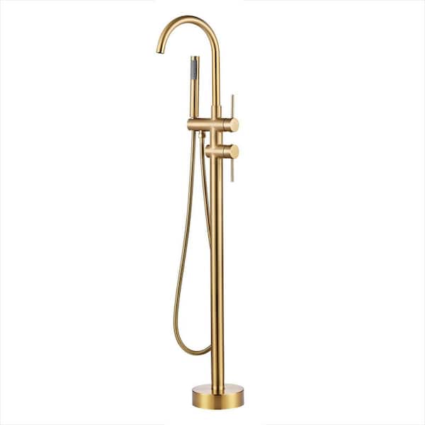 2-Handle Freestanding Tub Faucet with Hand Shower in. Gold