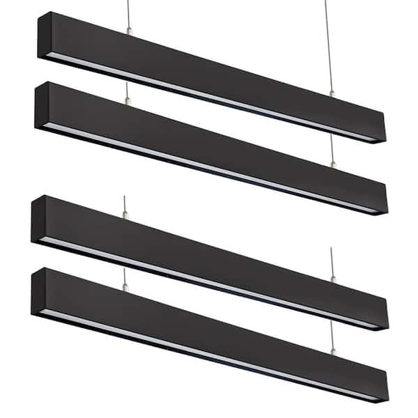 KOAOEIRS 4 ft. LED Linear Light, Dimmable, 50-Watt 4800lm 3 CCT Selectable, Seamless Connection LED Suspended Shop Light (4-Pack)