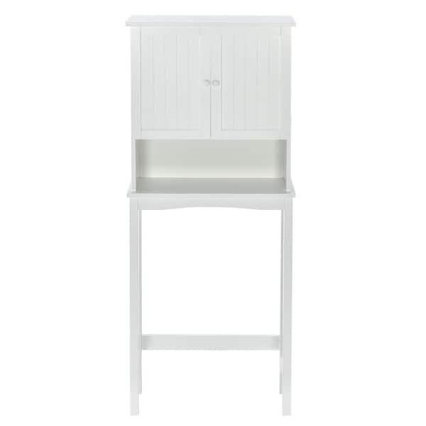 Unbranded 23.6 in. W x 8.8 in. D x 62.2 in. H Over-The-Toilet Bathroom Storage Wall Cabinet in White with Adjustable Shelf, Doors