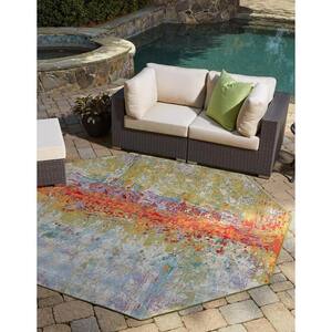 Outdoor Modern Crumpled Multi 7 ft. 11 in. x 8 ft. Area Rug
