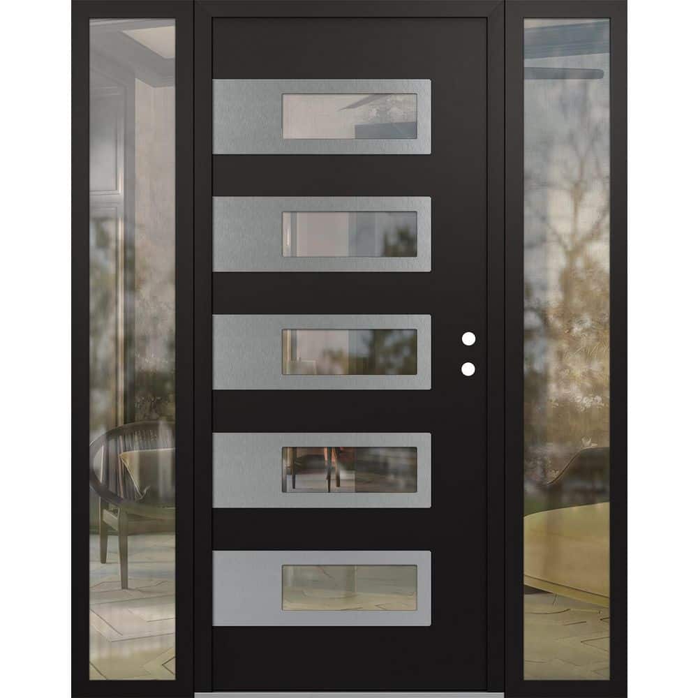 D3 64 in. x 80 in. Silver P Left-Hand/Inswing Clear Glass Black/Black 2 Sidelite Steel Prehung Front Door price history on PriceWatchPro