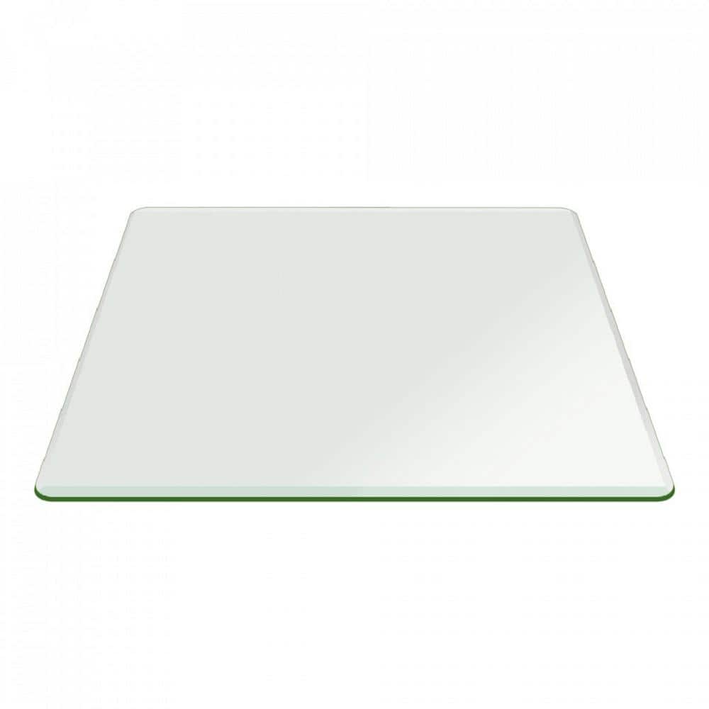 Fab Glass and Mirror 36 in. x in. Clear Rectangle Glass Table Top, 3/8 in. Thick Bevel Polished Tempered Radius Corners 36x60RECT10THBE - The Home Depot