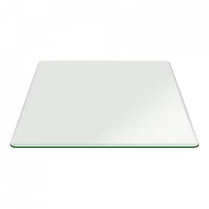 36 in. x 60 in. Clear Rectangle Glass Table Top, 3/8 in. Thick Bevel Polished Tempered Radius Corners