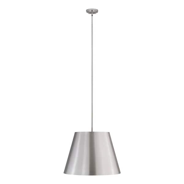 Unbranded Lilly 24 in. 1-Light Brushed Nickel Shaded Pendant Light with Brushed Nickel Steel Shade, No Bulbs Included