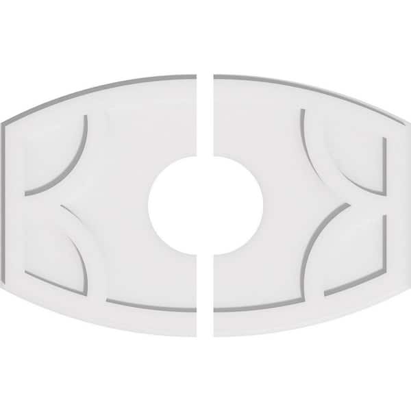 Ekena Millwork 28 in. W x 18-5/8 in. H x 7 in. ID x 1 in. P Kailey Architectural Grade PVC Contemporary Ceiling Medallion (2-Piece)