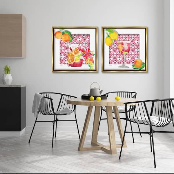 Sangria Pitcher & Glass by Hillary Holt 2 Piece Gold Floater Frame Food Graphic Art Print 25 in. x 25 in.