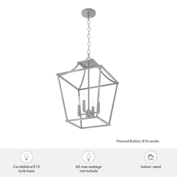 Hunter - Laurel Ridge 4 Light Brushed Nickel Lantern Pendant Kitchen Light