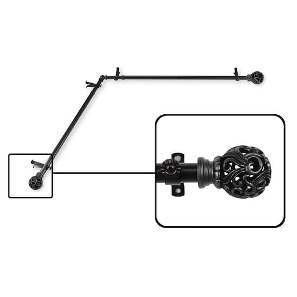Rod Desyne Adora 13/16 in. Dia 28-48 in. L Corner Window Single Curtain Rod in Black