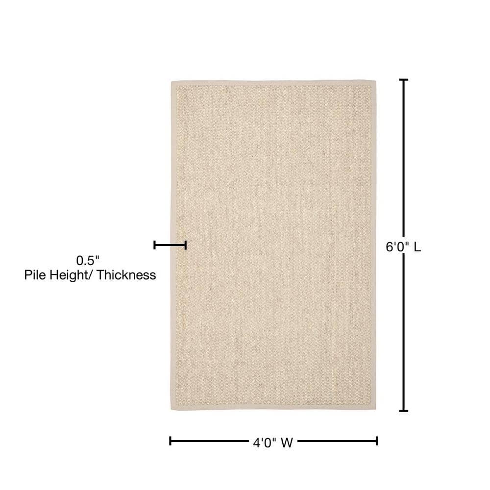 Handmade Marble Sisal Non-slip Area Rug, 4' x 6'