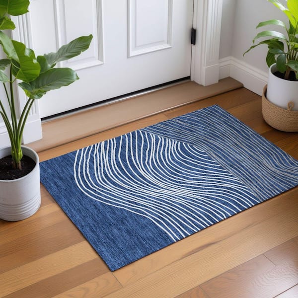 Chantille Machine Washable Indoor/Outdoor Abstract ACN2350 Navy 2 ft. x 3 ft. Accent Rug