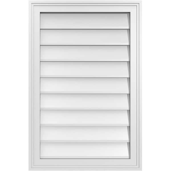 Ekena Millwork 20" x 30" Vertical Surface Mount PVC Gable Vent: Non-Functional with Brickmould Frame