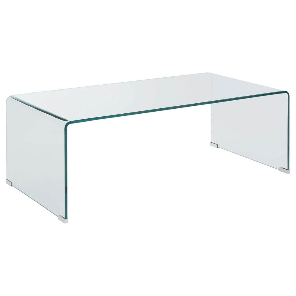 Clear Rectangular Acrylic and Glass Modern Coffee Table 47"