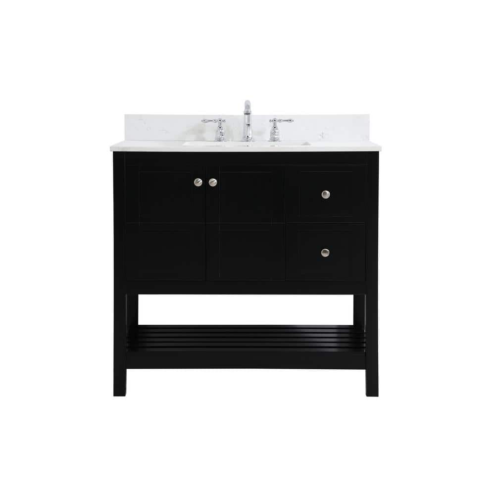 Timeless Home 36 in. W Single Bath Vanity in Black with Engineered Stone Va