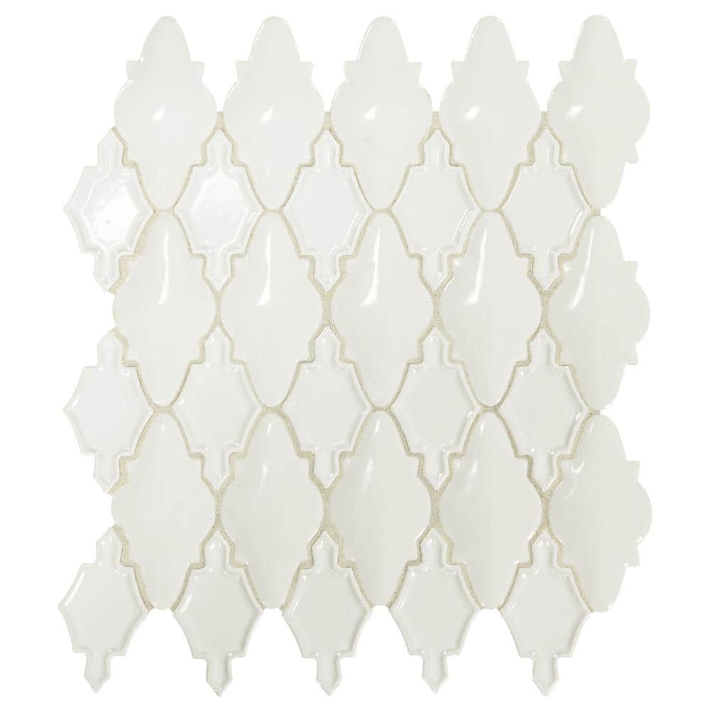 Premier Accents Alabaster Arabesque 12 in. x 14 in. x 12 mm Porcelain Mosai