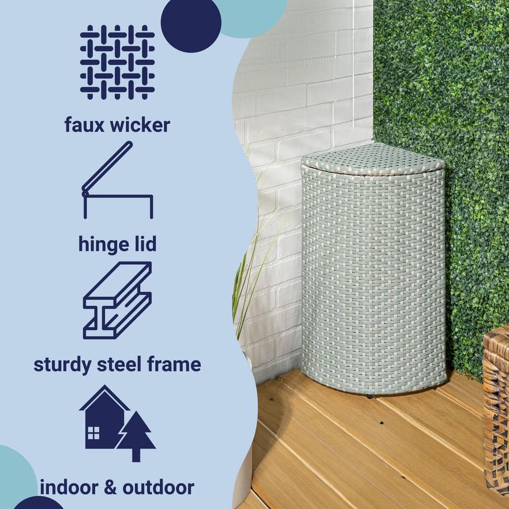 Mint Blue and White Plastic Corner Outdoor Trash Can
