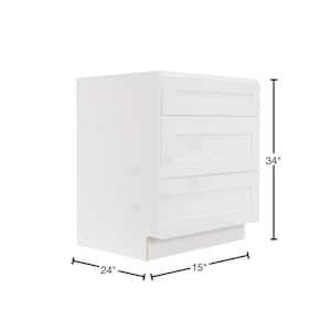 Lancaster White Plywood Shaker Stock Assembled Base Drawer Kitchen Cabinet 15 in. W x 34.5 in. H x 24 in. D
