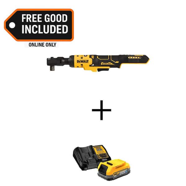 DEWALT ATOMIC 20V MAX Lithium-Ion 1/2 in. Cordless Ratchet with 20V MAX POWERSTACK Compact Battery Starter Kit