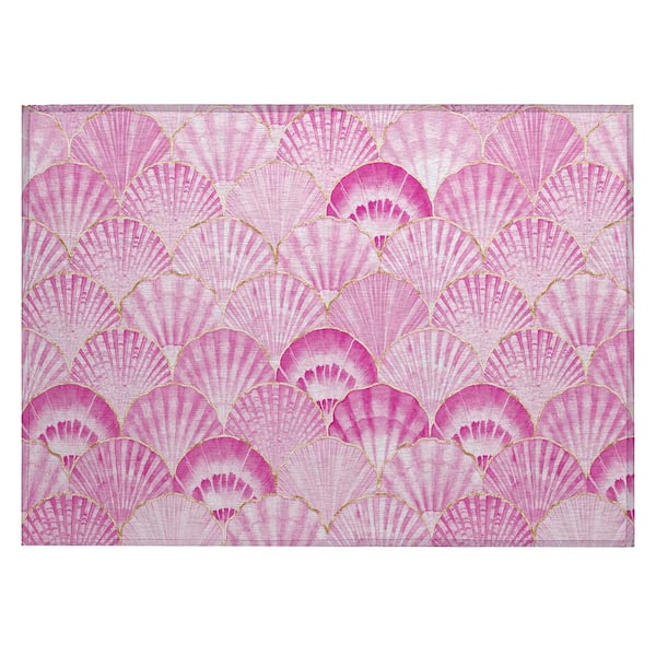Addison Rugs Surfside 1 ft. 8 in. x 2 ft. 6 in. Pink Geometric Indoor/Outdoor Area Rug