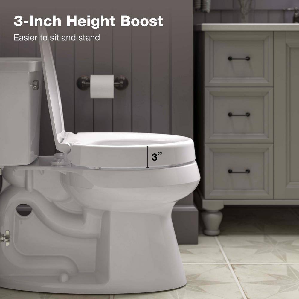 Hyten White Elevated Elongated Quiet-Close Toilet Seat